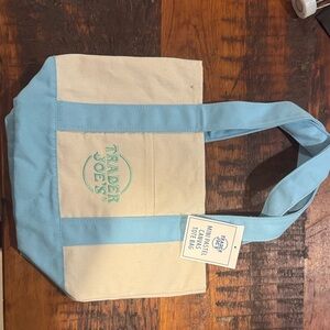 Trader Joe's Blue and Cream Tote Bag
